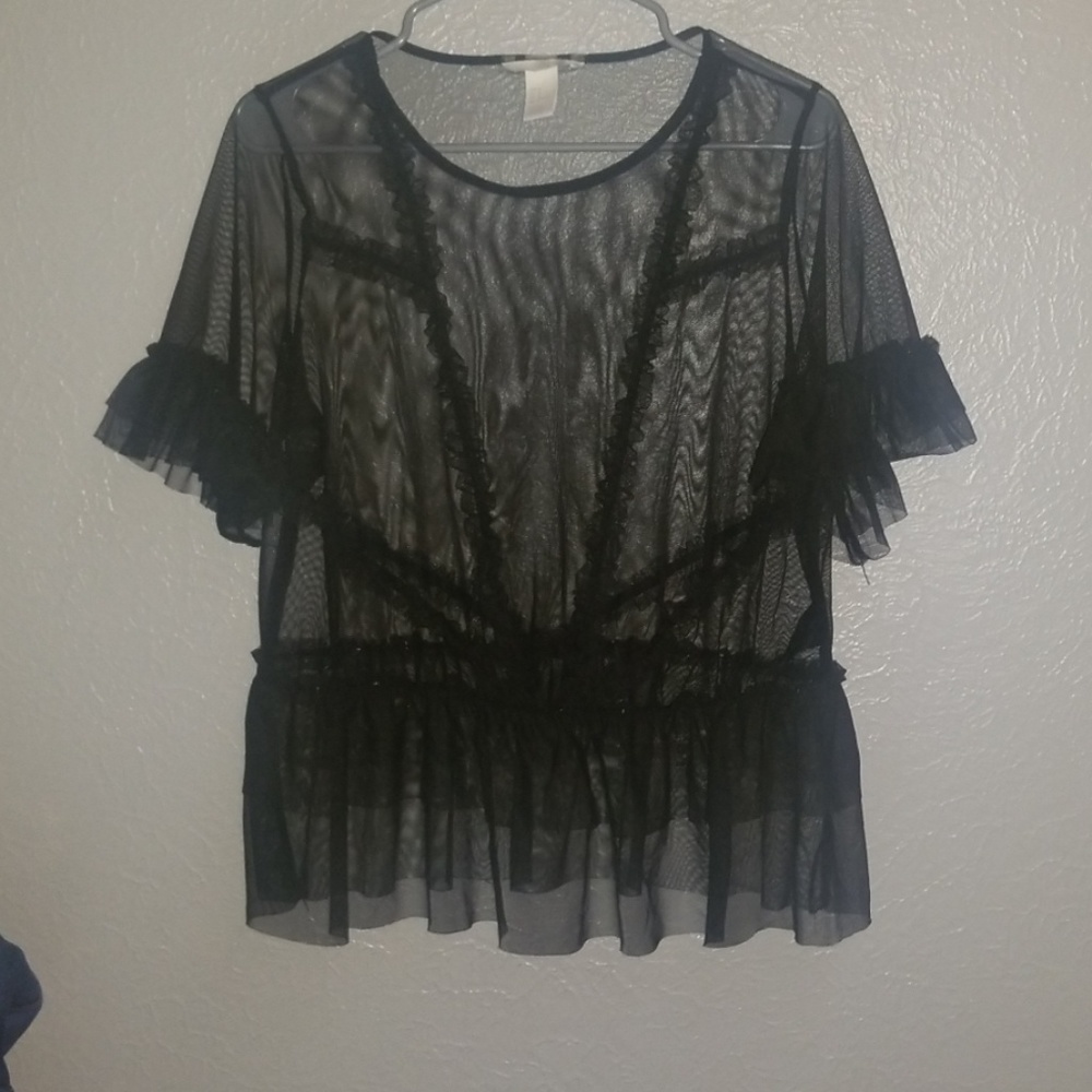 H&M Sheer ruffled shirt
